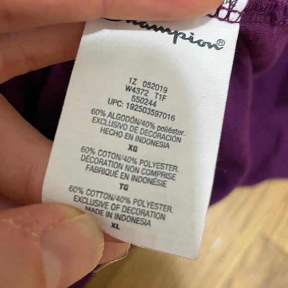 Champion Heritage Long-Sleeve Shirt Purple Double White Contrast Stripe Women XL - Picture 3 of 5